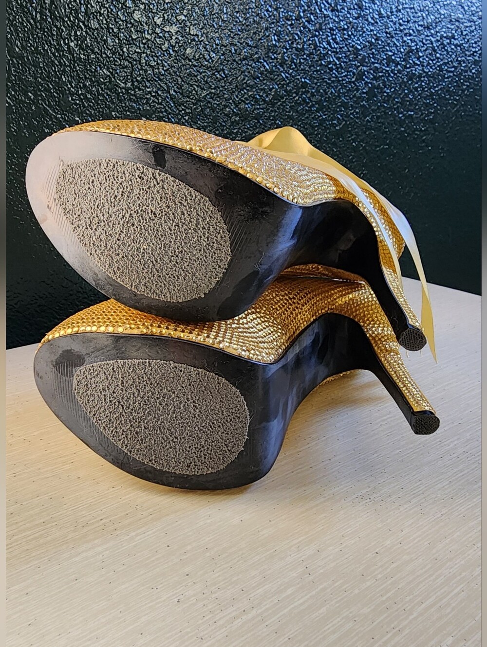 Bordello Gold Rhinestone Heels - Picture 5 of 7